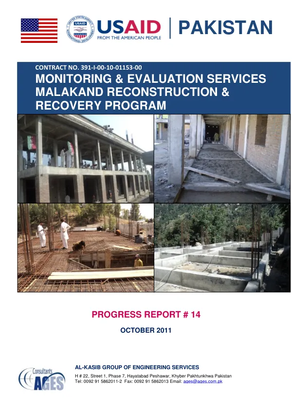 Progress Report # 14: Monitoring & Evaluation Services for Malakand Reconstruction & Recovery Program