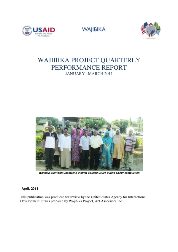 Quarterly Performance Report: Wajibika Project