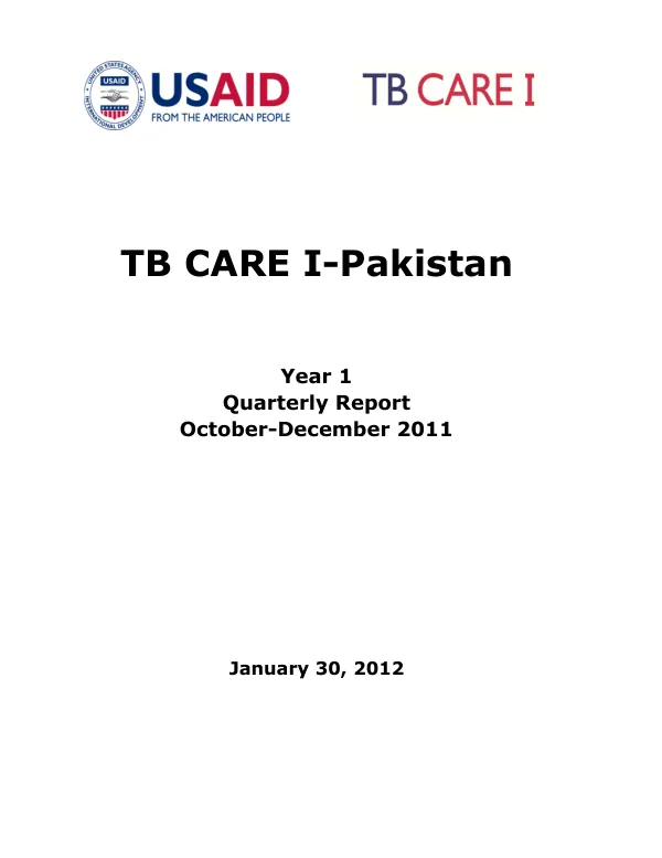 TB CARE I-Pakistan Year 1 Quarterly Report October-December 2011