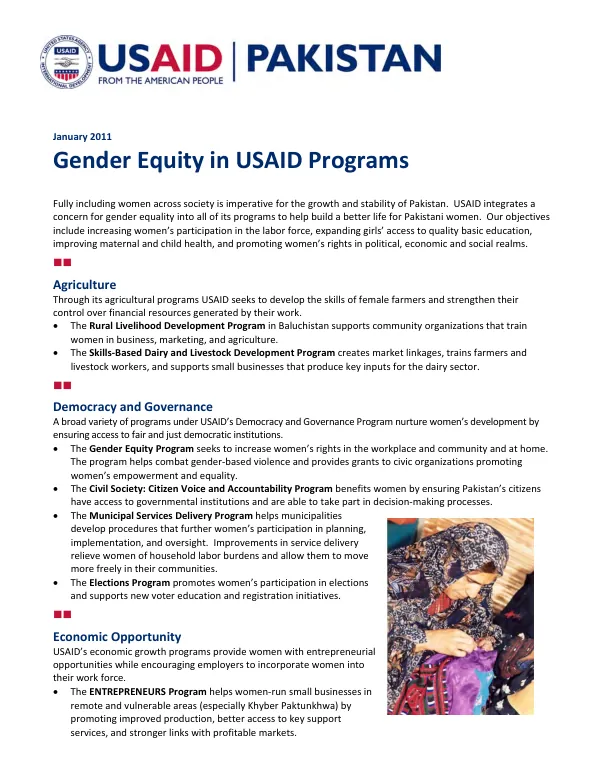 Gender Equity in USAID Programs