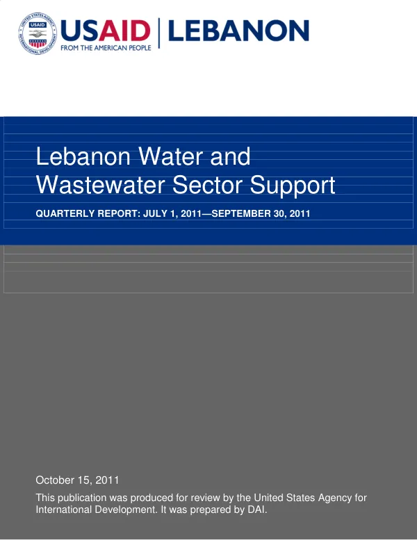 Lebanon Water and Wastewater Sector Support Quarterly Report: July 1, 2011—September 30, 2011