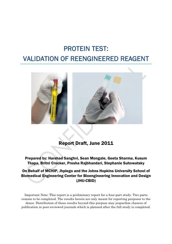 Protein Test: Validation of Reengineered Reagent