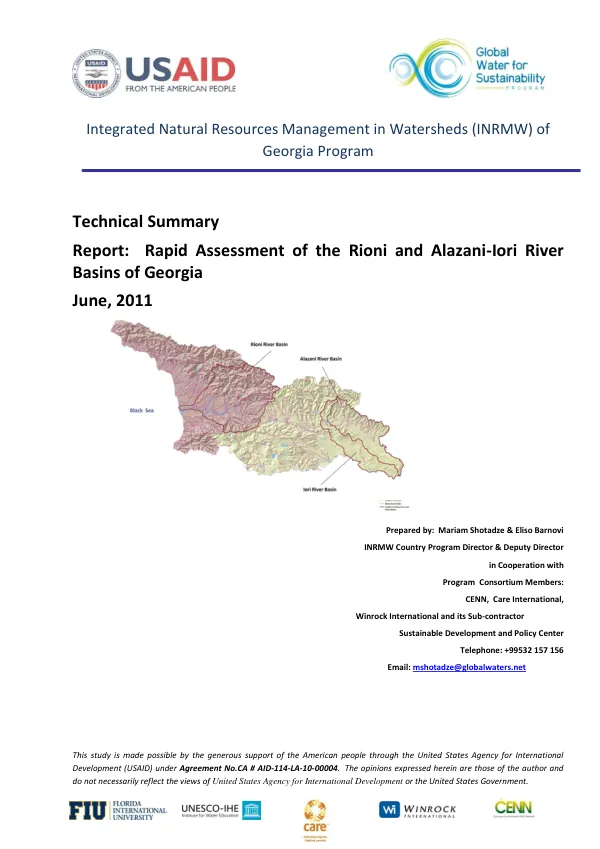 Rapid Assessment of the Rioni and Alazani-Iori River Basins of Georgia