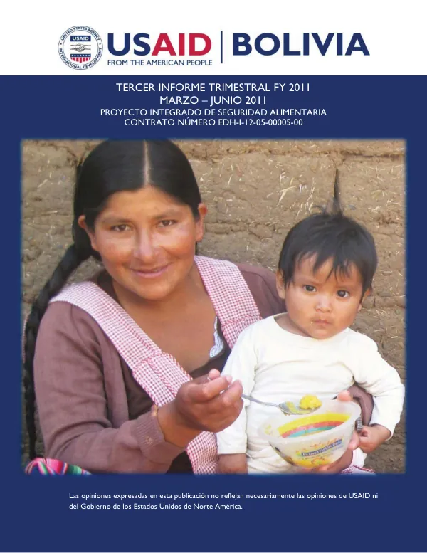 Tercer informe trimestral 2011 - Proyecto Integrado de Seguridad Alimentaria / USAID Bolivia