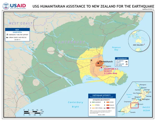 USAID/OFDA New Zealand Earthquake Program Map
