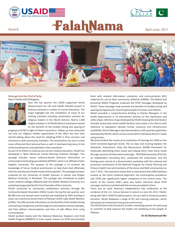 FALAH Newsletter: April-June, 2011