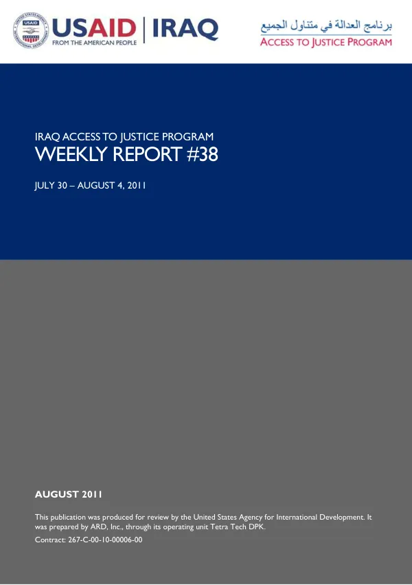 Iraq Access to Justice Program Weekly Report #38