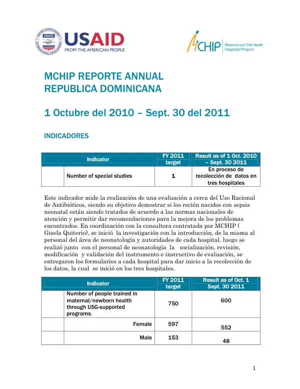 DOMINICAN REPUBLIC COUNTRY PROGRAM QUARTERLY UPDATE