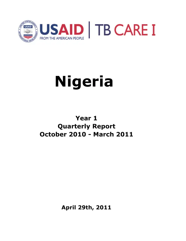 Quarterly Report: Nigeria Year 1, October 2010 - March 2011