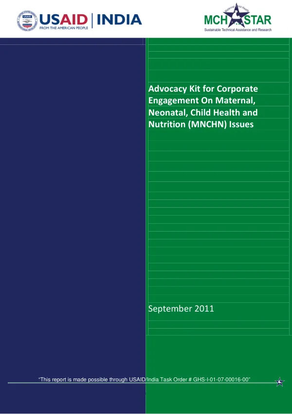 Advocacy Kit Designed for Corporate Engagement on Maternal, Neonatal, Child Health and Nutrition (MNCHN) Issues