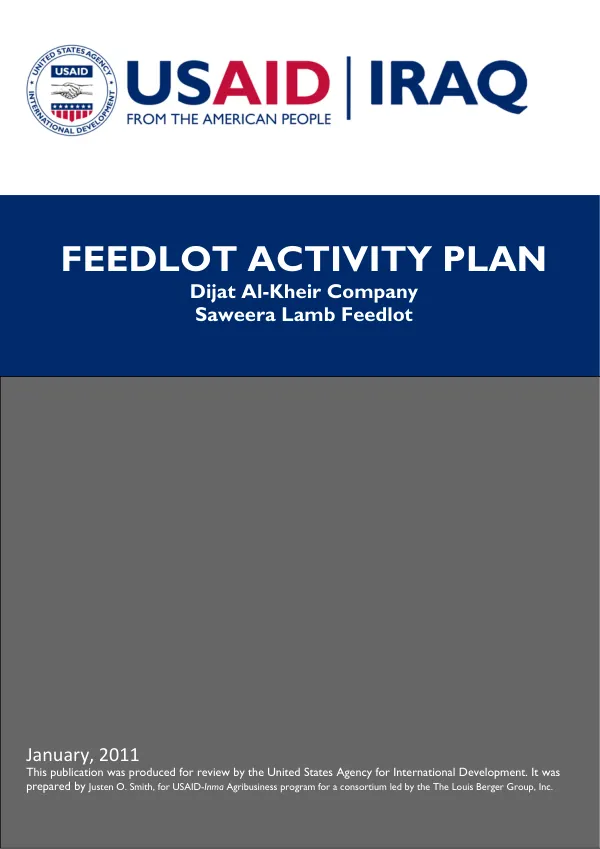 Feedlot Activity Plan for Saweera Lamb Feedlot