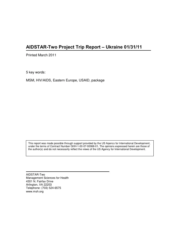 AIDSTAR-Two Project Trip Report – Ukraine 01/31/11