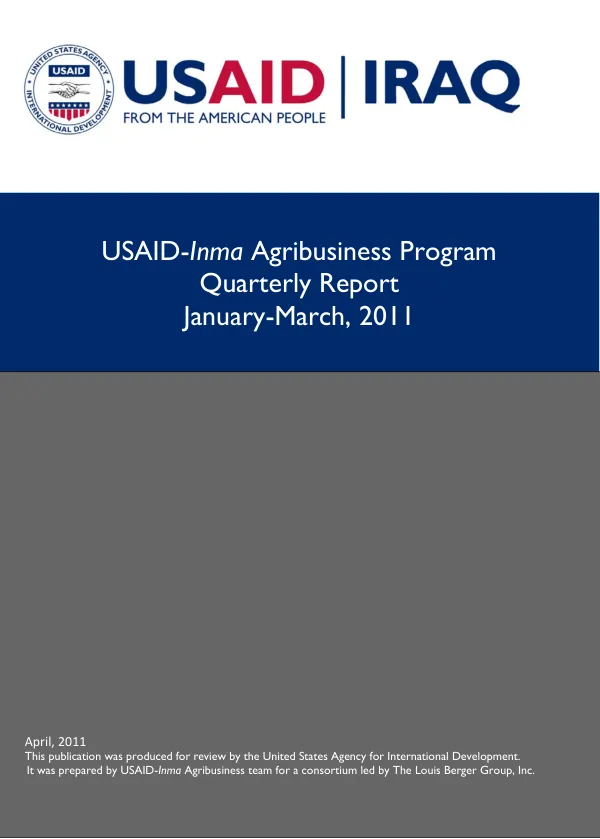 Quarterly Report January-March 2011: USAID-Inma Agribusiness Program