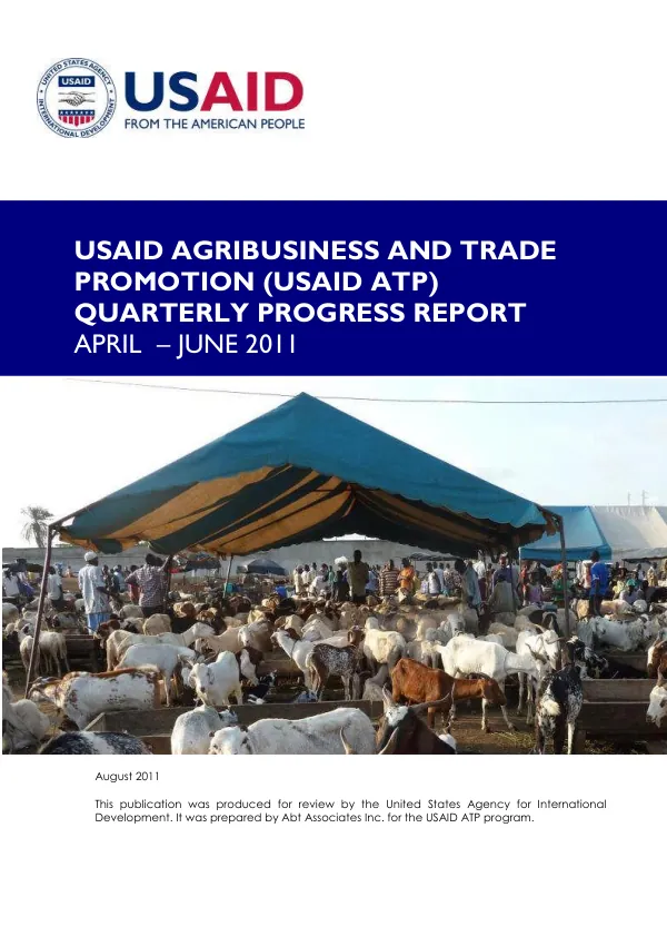 USAID Agribusiness and Trade Promotion (ATP) Quarterly Progress Report, April 2011 – June 2011
