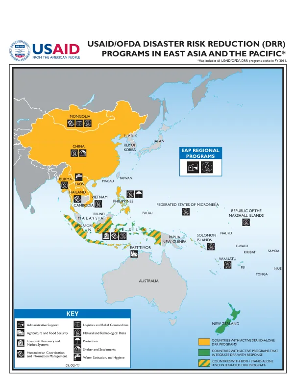 USAID/OFDA DISASTER RISK REDUCTION (DRR) Programs in East Asia and the Pacific Map