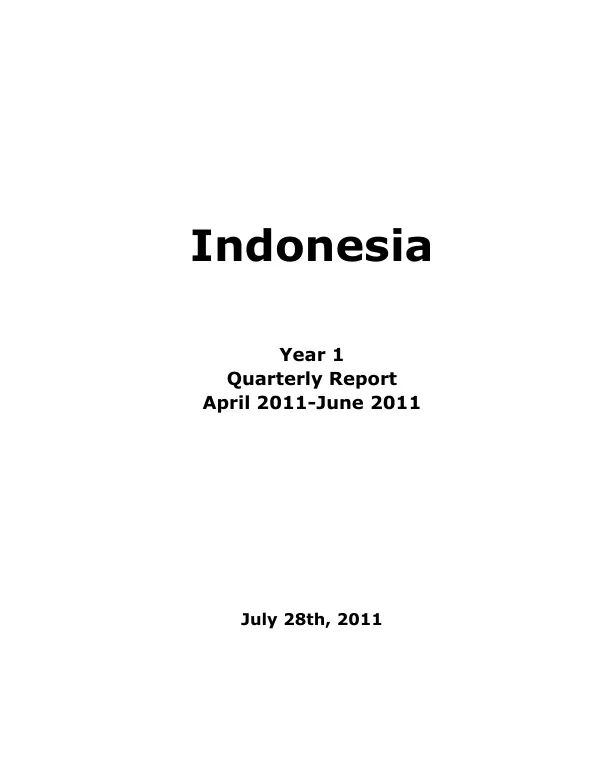 Indonesia Year 1 Quarterly Report April 2011-June 2011