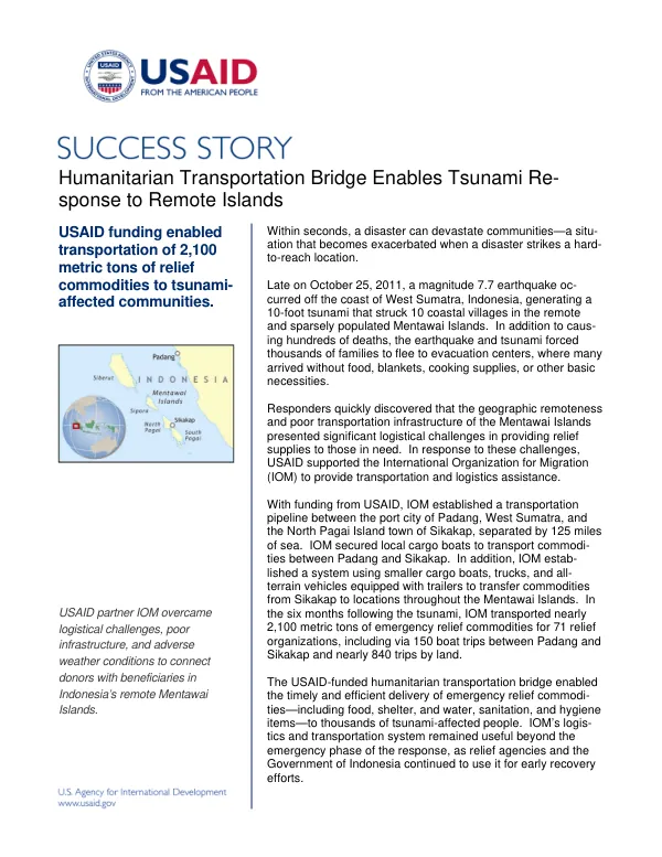 Success Story: Humanitarian Transportation Bridge Enables Tsunami Response