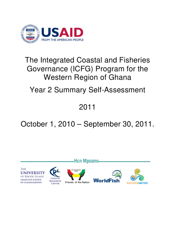 Year Two Summary Self-Assessment, Integrated Coastal and Fisheries Governance Initiative for the Western Region, Ghana