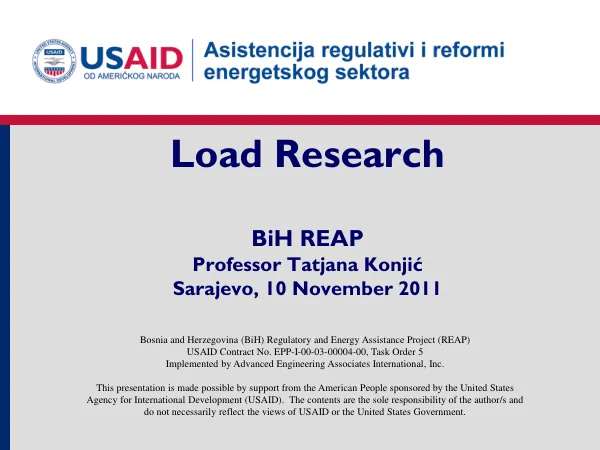Bosnia and Herzegovina (BiH) Regulatory and Energy Assistance Project (REAP)