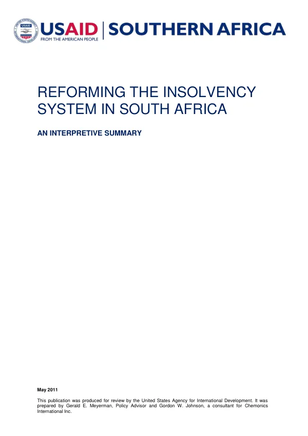 Reforming the Insolvency System in South Africa: An Interpretive Summary