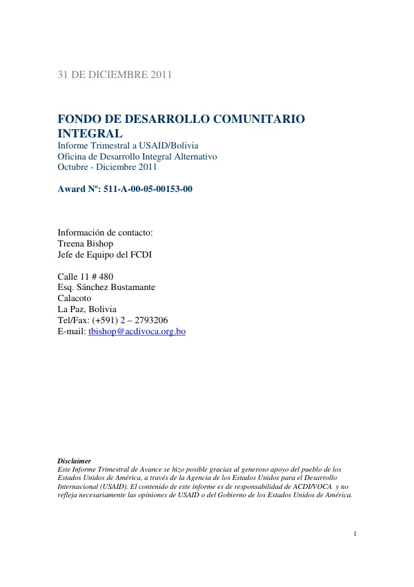 FCDI Informe Trimestral (Octubre - Diciembre 2011)