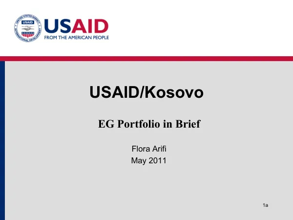 USAID/Kosovo EG Portfolio in Brief