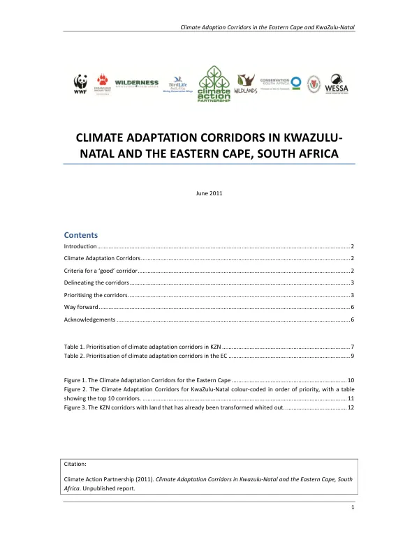 Climate Adaptation Corridors in the Eastern Cape and KwaZulu-Natal, South Africa