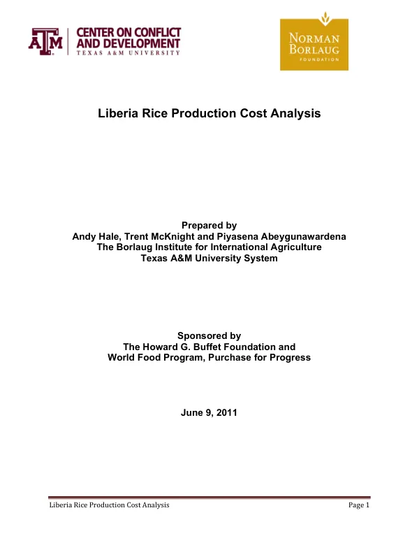 Liberia Rice Production Cost Analysis