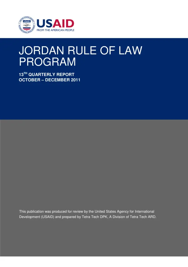 13th Quarterly Report: Jordan Rule of Law Program