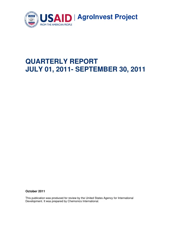 AgroInvest Quarterly Report July – September 2011