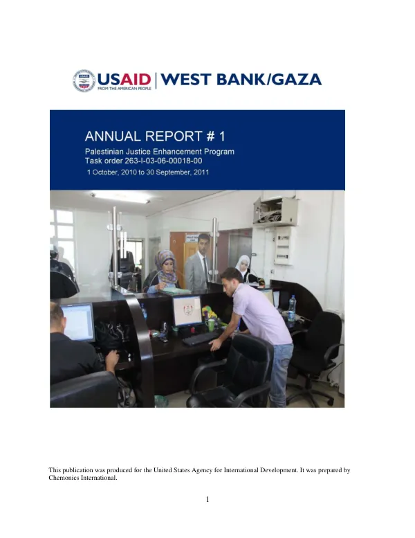 Palestinian Justice Enhancement Program Year One Annual Report