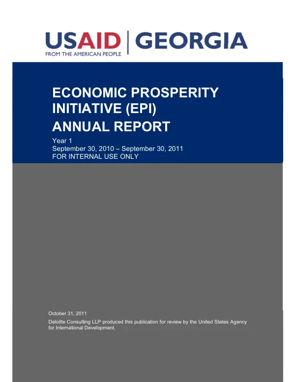 Economic Prosperity Initiative (EPI) Annual Report Year 1