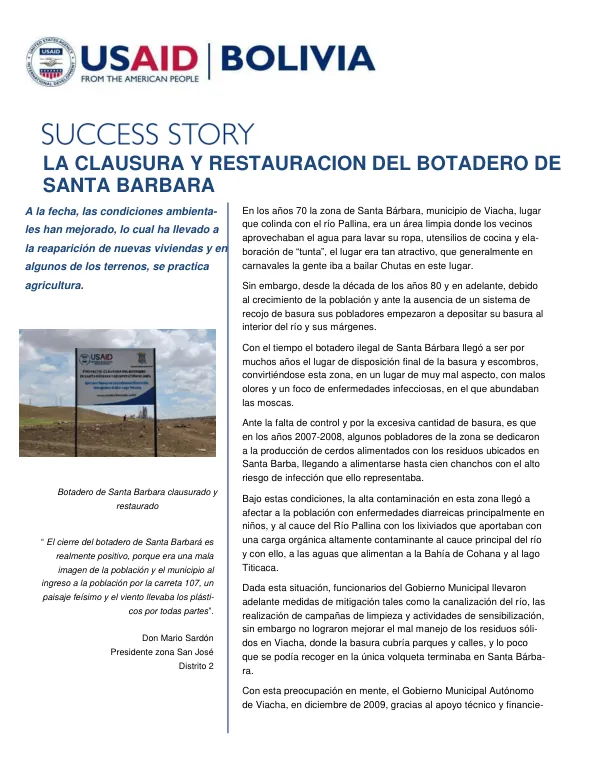 La Clausura y Restauración del Botadero de Santa Barbara