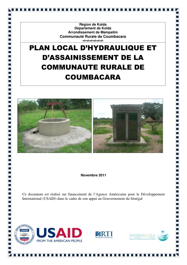 Plan Local d'Hydration et d'Assainissement de la Communauté Rurale de Coumbacara