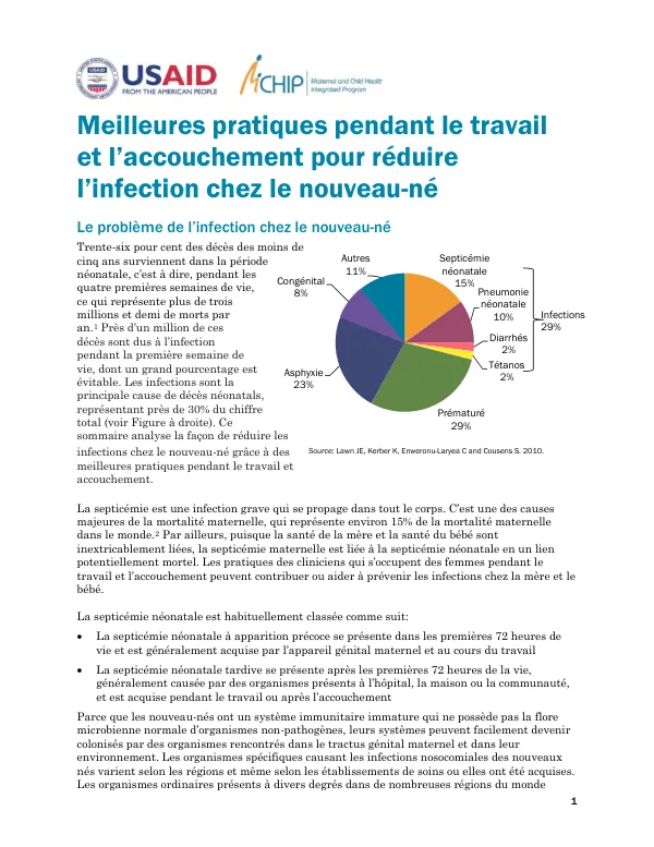 Meilleures pratiques pendant le travail et l’accouchement pour réduire l’infection chez le nouveau-né