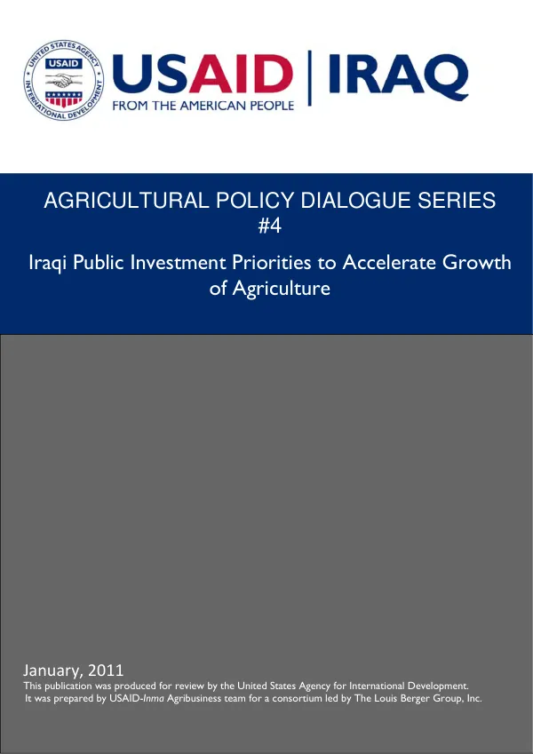 Iraqi Public Investment Priorities to Accelerate Growth of Agriculture