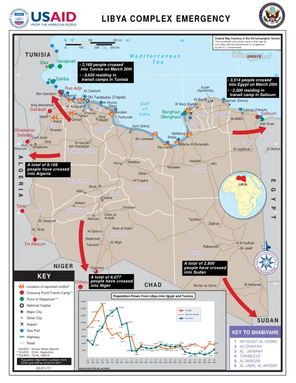 USAID/OFDA Libya Program Map 3/21/2011