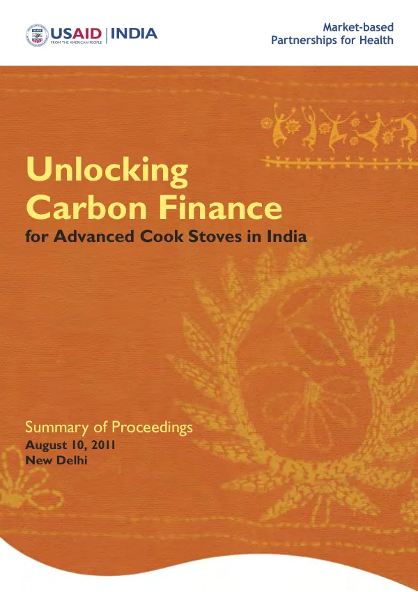Unlocking Carbon Finance for Advanced Cook Stoves in India