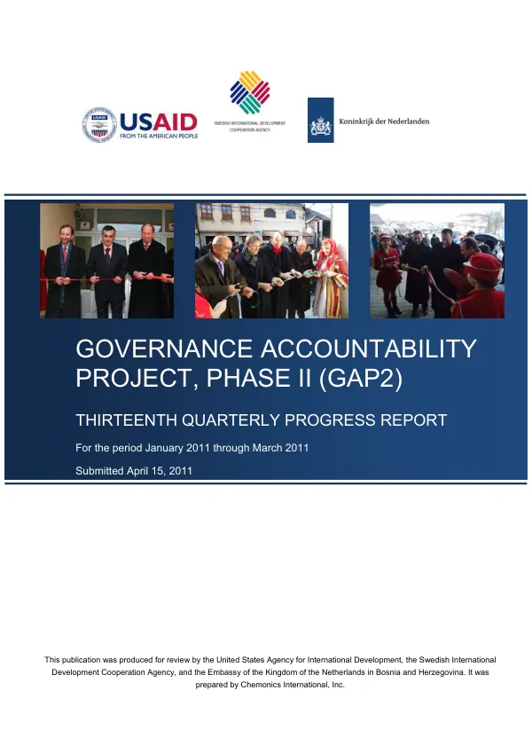 Thirteenth Quarterly Progress Report: Governance Accountability Project, Phase II (GAP2)