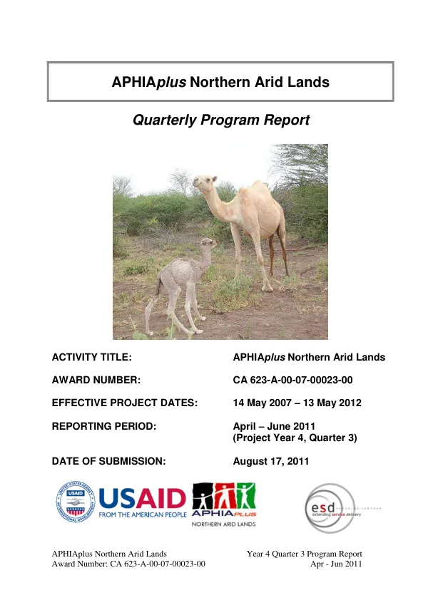 APHIAplus Northern Arid Lands Year 4 Quarter 3 Program Report