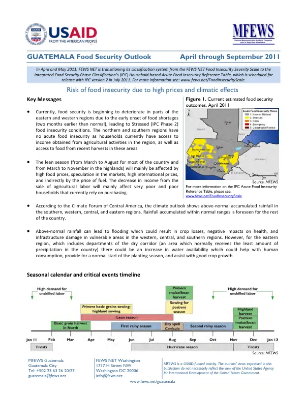 GUATEMALA Food Security Outlook April through September 2011