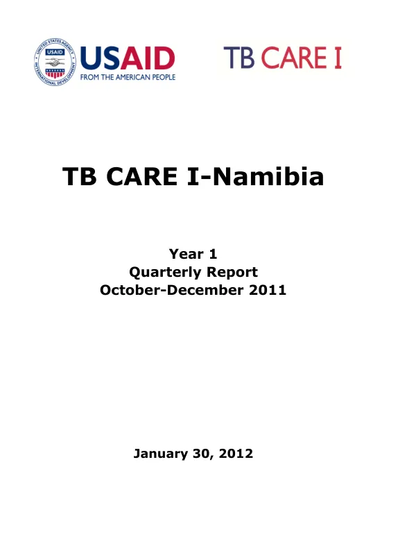 TB CARE I-Namibia Year 1 Quarterly Report October-December 2011