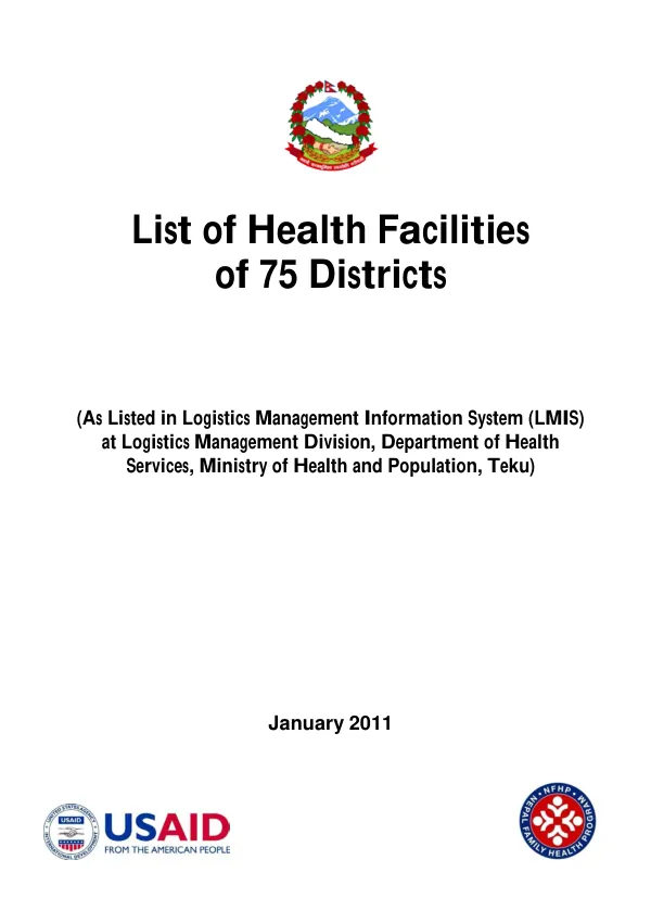 List of Health Facilities in 75 Districts