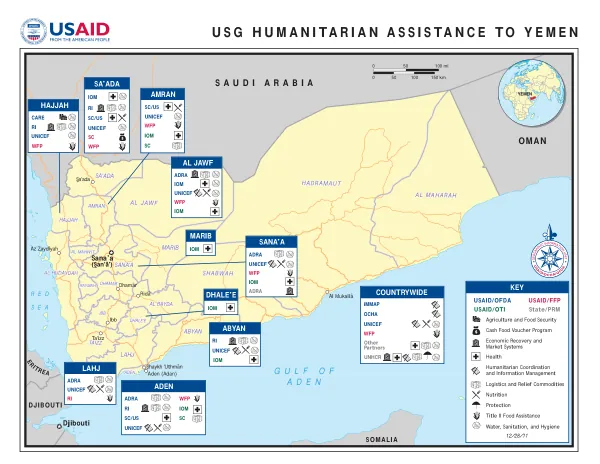 USG Humanitarian Assistance to Yemen Map