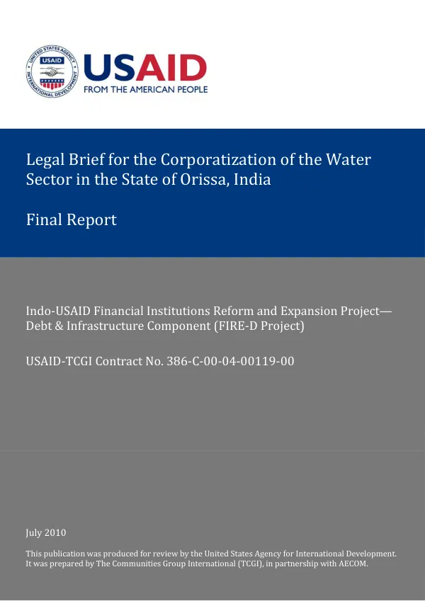 Legal Brief for the Consideration of Law Department of the Government of Orissa