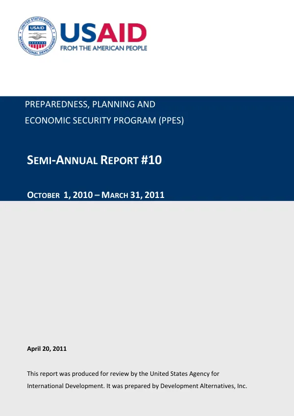 Preparedness, Planning and Economic Security Program (PPES) Semi-Annual Report #10