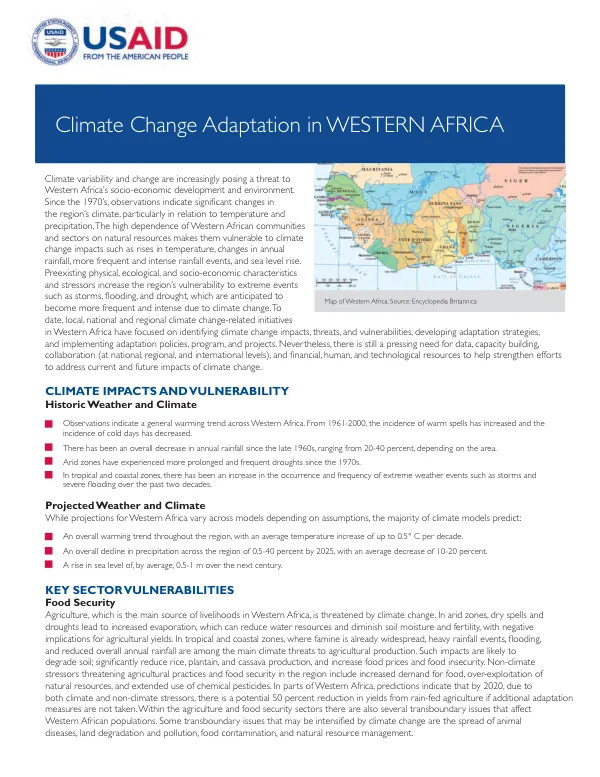 Climate Change Adaptation in WESTERN AFRICA
