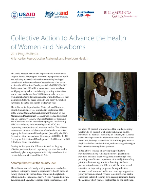 Collective Action to Advance the Health of Women and Newborns - 2011 Progress Report