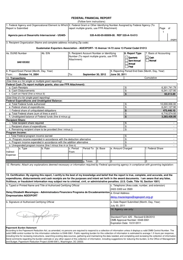Federal Financial Report