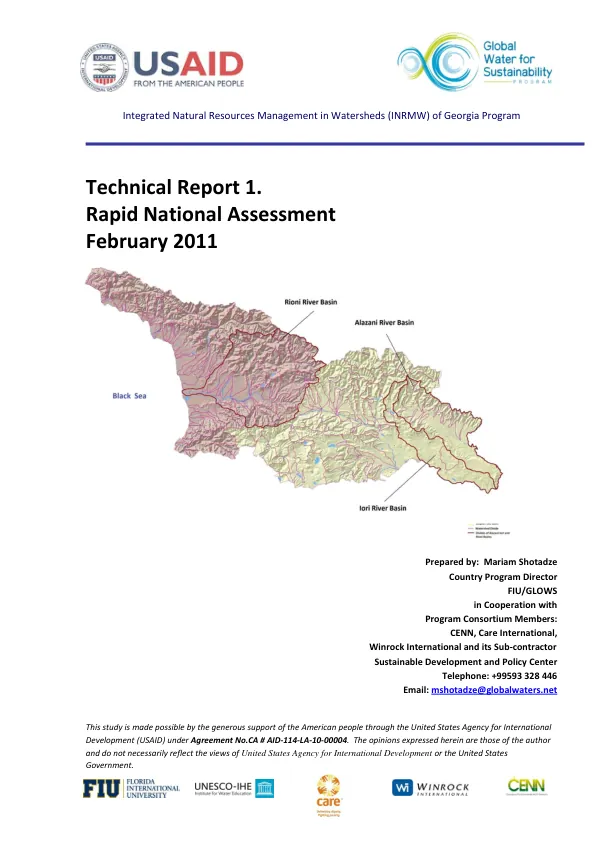 Integrated Natural Resources Management in Watersheds (INRMW) of Georgia Program Technical Report 1: Rapid National Assessment